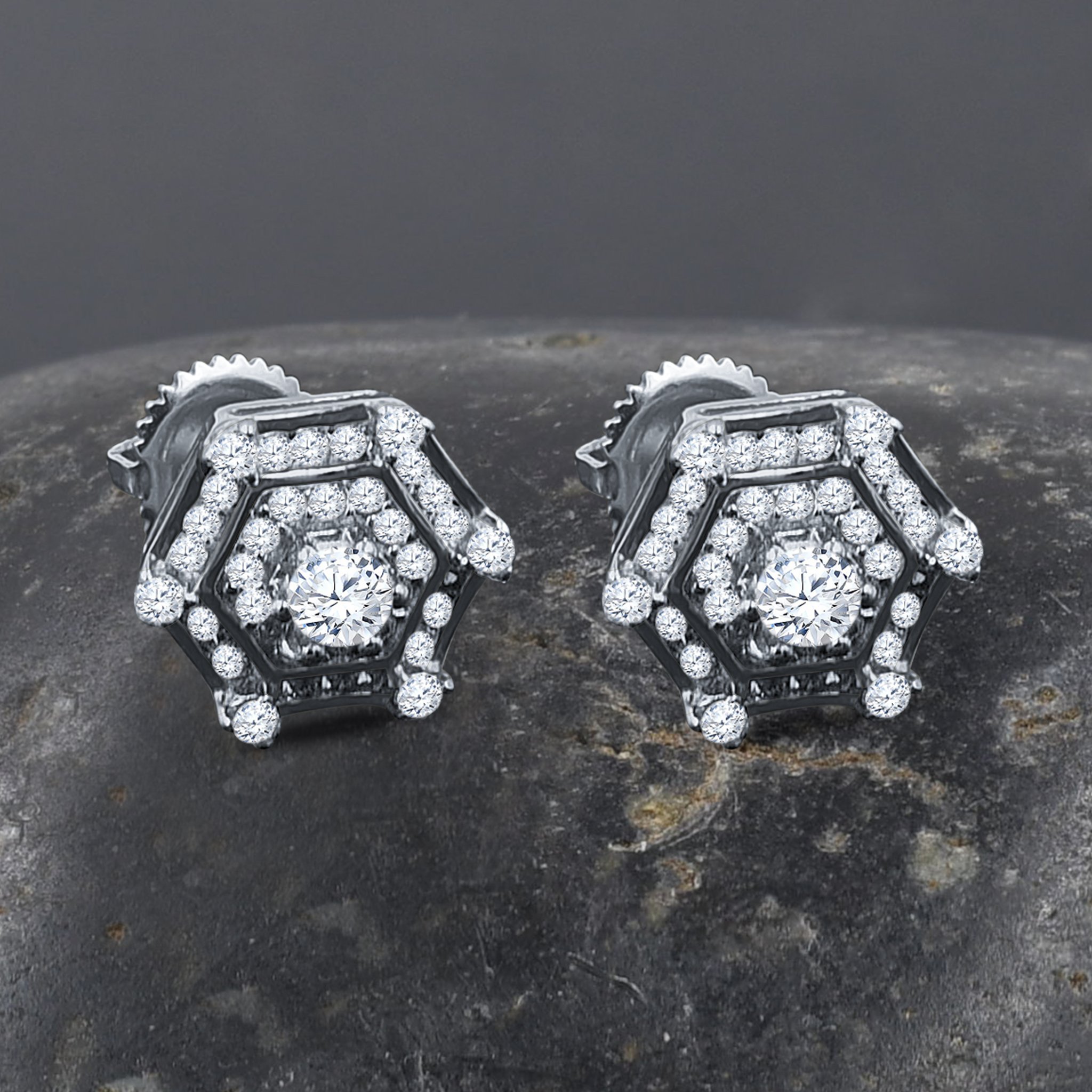 SENARY Silver Earrings featuring cubic zirconia stones in a prong setting, crafted from 925 sterling silver.