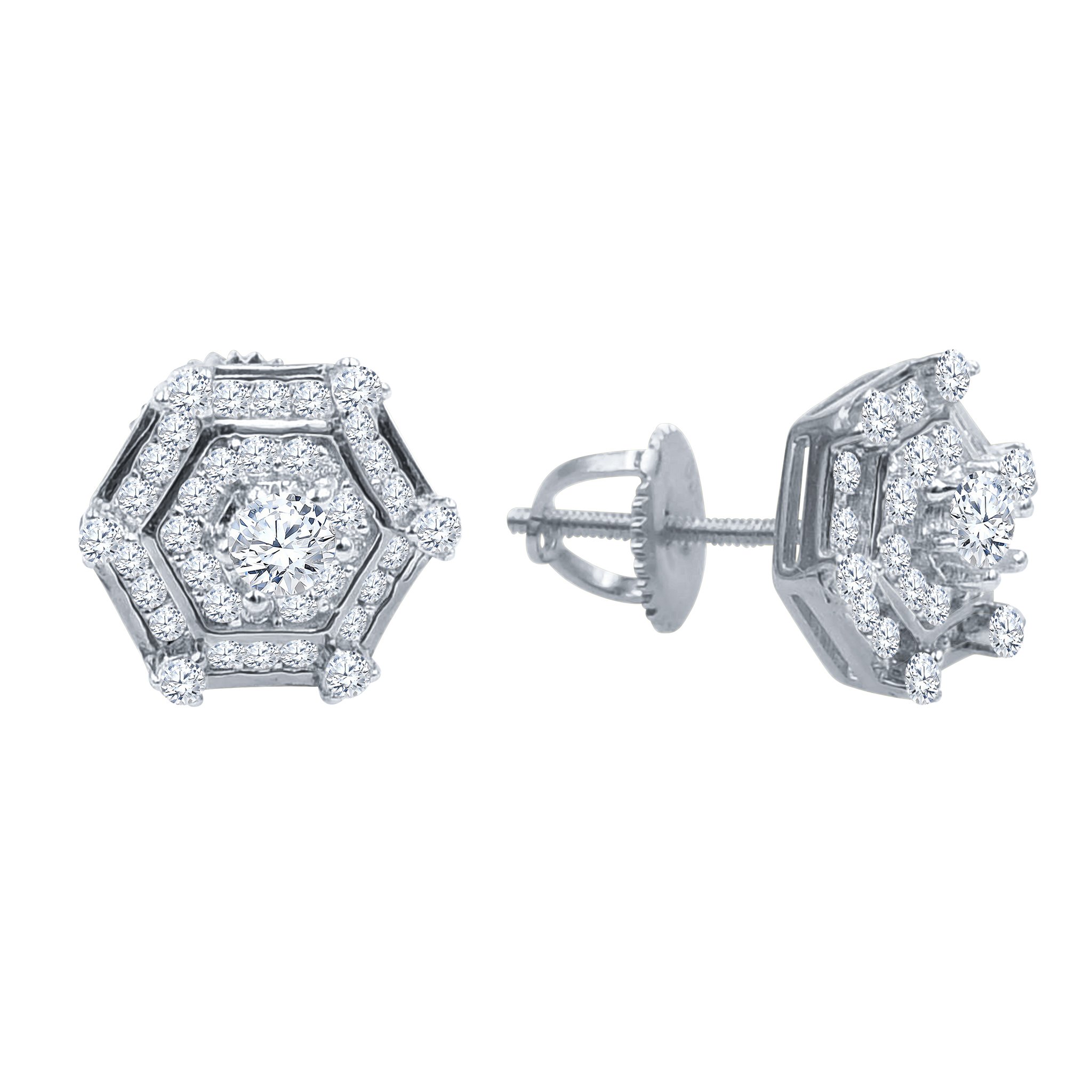 SENARY Silver Earrings featuring cubic zirconia stones in a prong setting, crafted from 925 sterling silver.