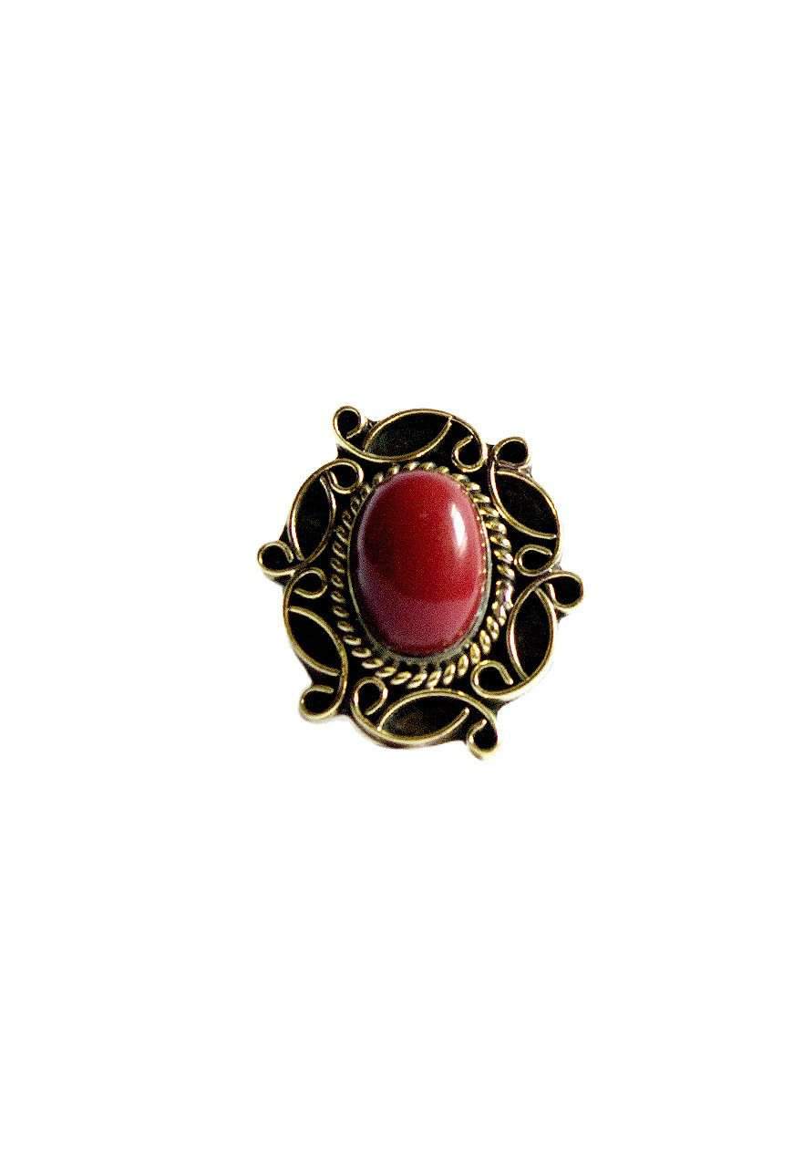 A detailed image of the Sensual Stone Ring featuring a semi-precious stone set in an intricate brass design, showcasing its elegance and craftsmanship.