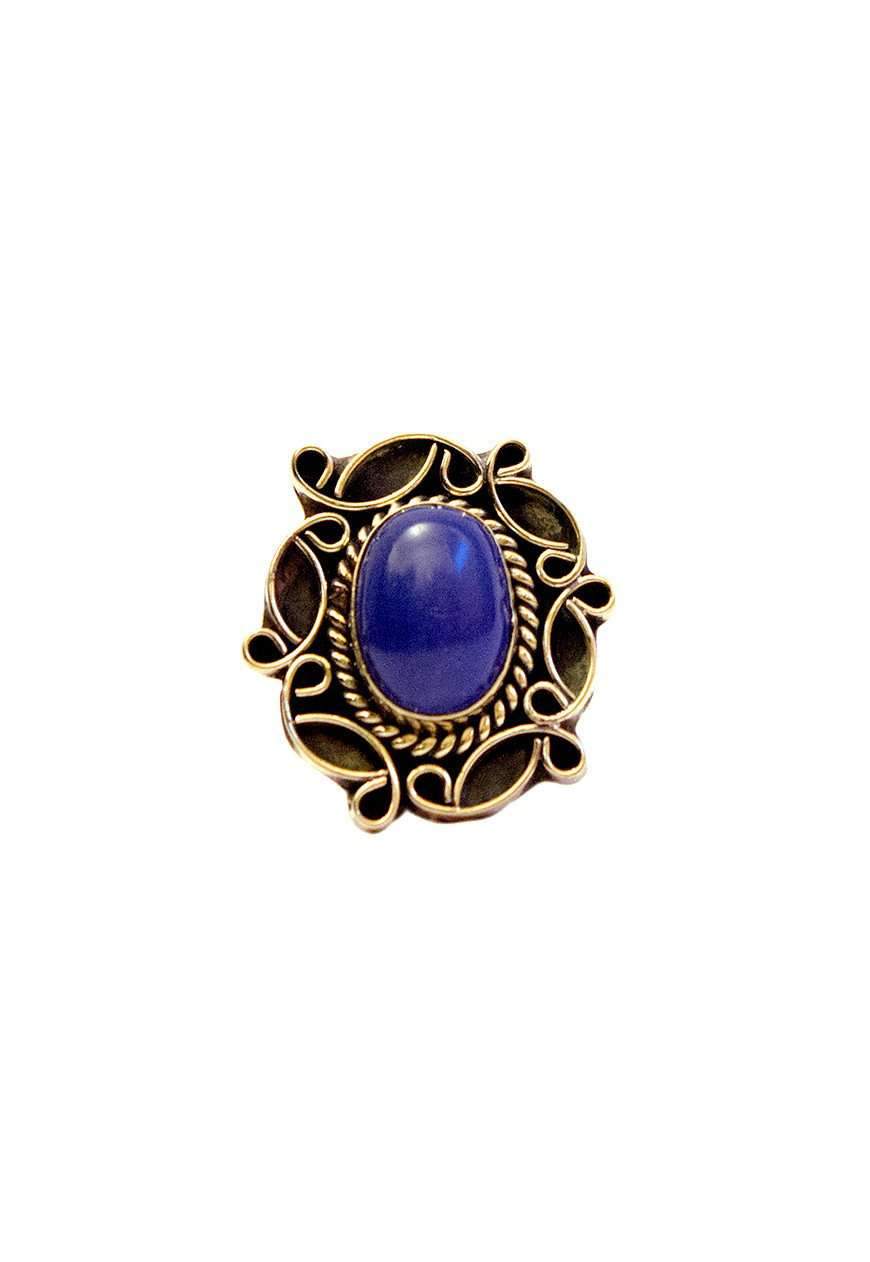 A detailed image of the Sensual Stone Ring featuring a semi-precious stone set in an intricate brass design, showcasing its elegance and craftsmanship.