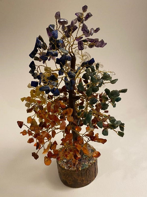 A beautifully crafted Seven Chakra Gemstone Money Tree featuring 500 natural gemstone chips, symbolizing prosperity and positive energy.