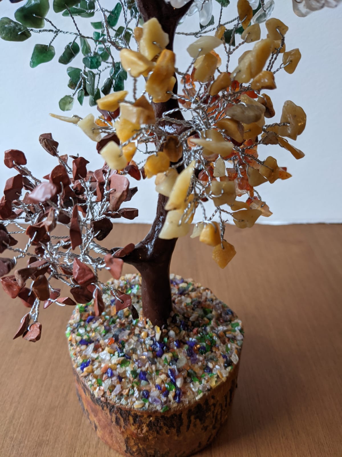 A beautifully crafted Seven Chakra Gemstone Money Tree featuring 500 natural gemstone chips, symbolizing prosperity and positive energy.