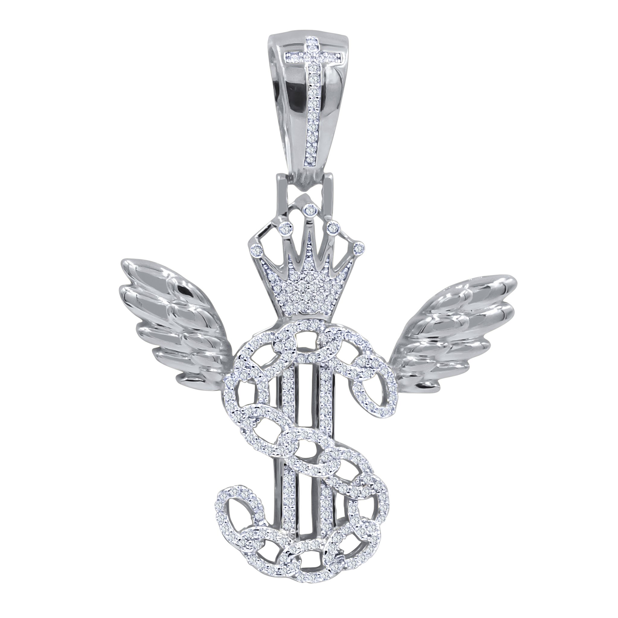 SHEKEL Pendant made of 925 sterling silver with cubic zircon stones, showcasing a dazzling design and elegant outline.