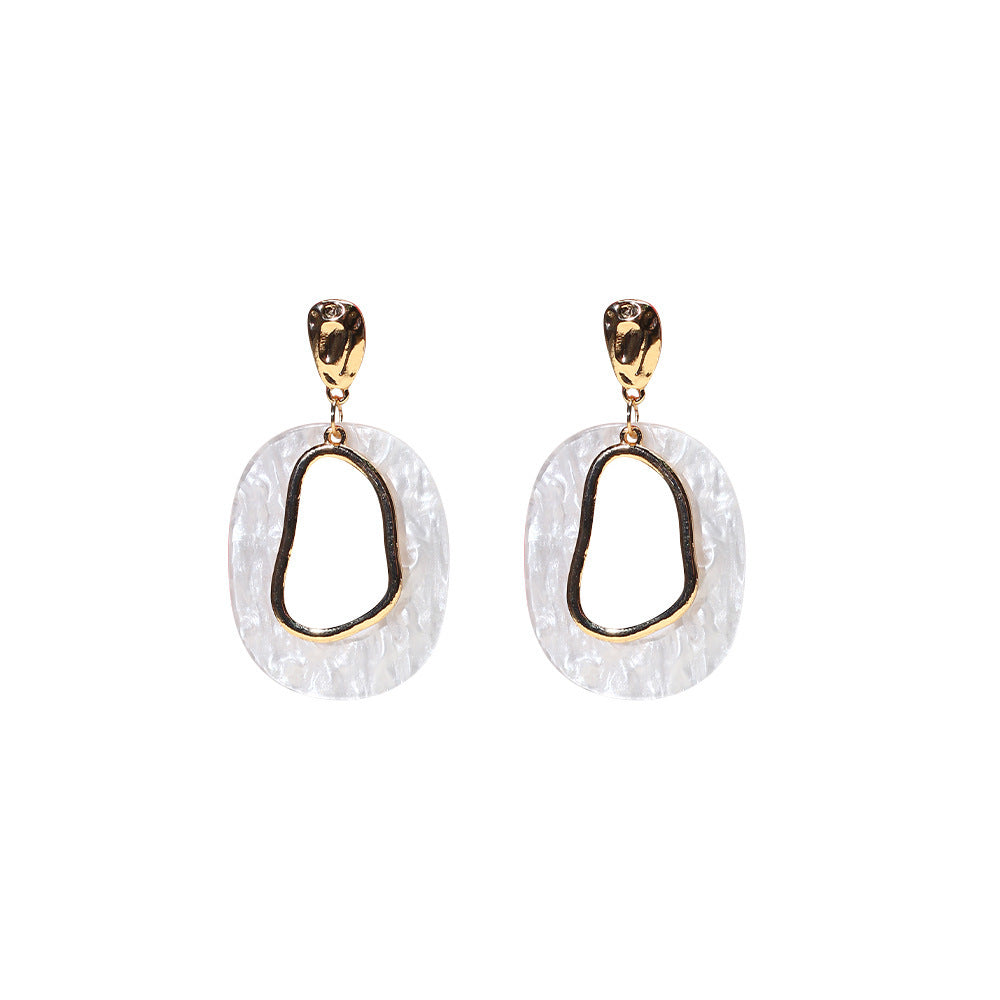 Stylish Shell Metal Uneven Circle Earrings made of alloy and plastic, featuring a unique design.