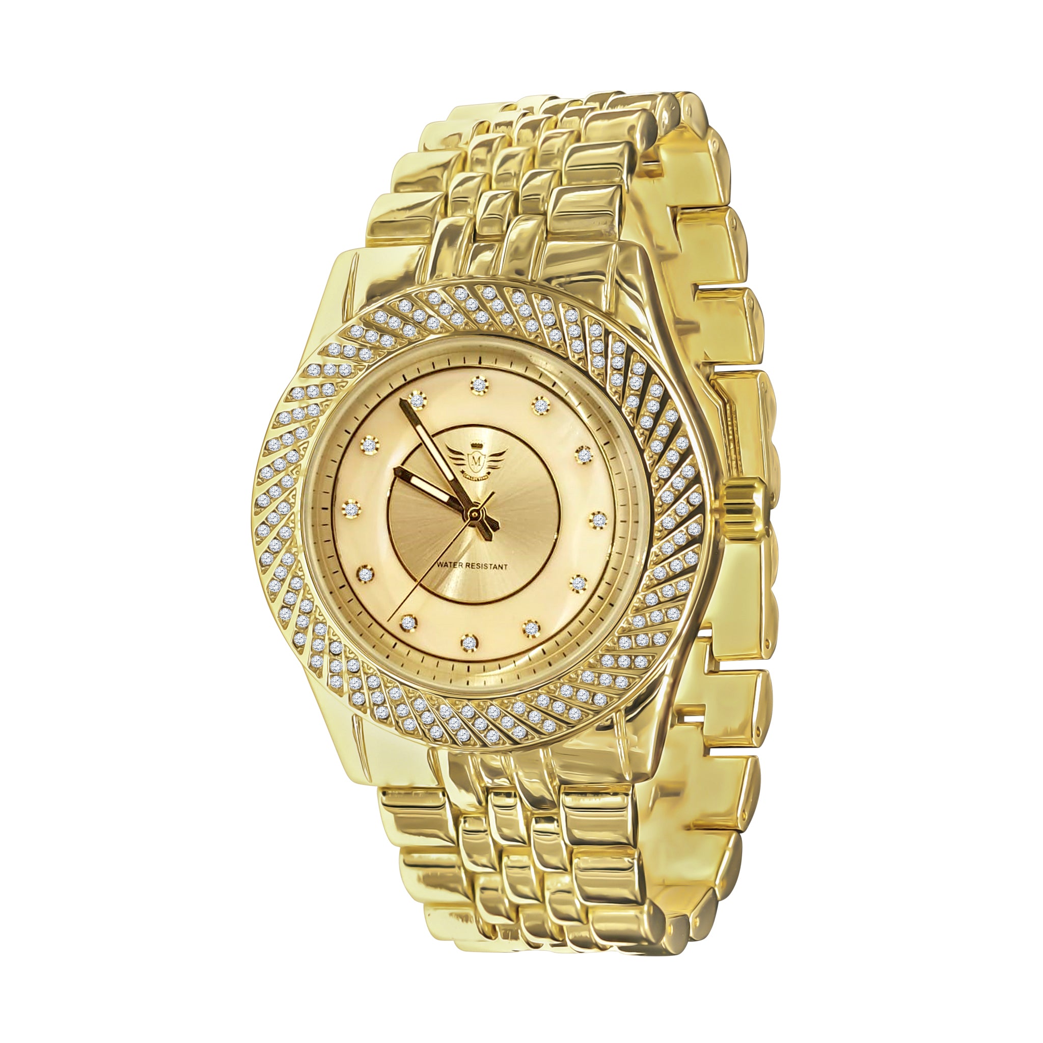 SHELLAC Hip Hop Metal Watch featuring a refulgent dial and European crystal bezel, showcasing a stylish design.