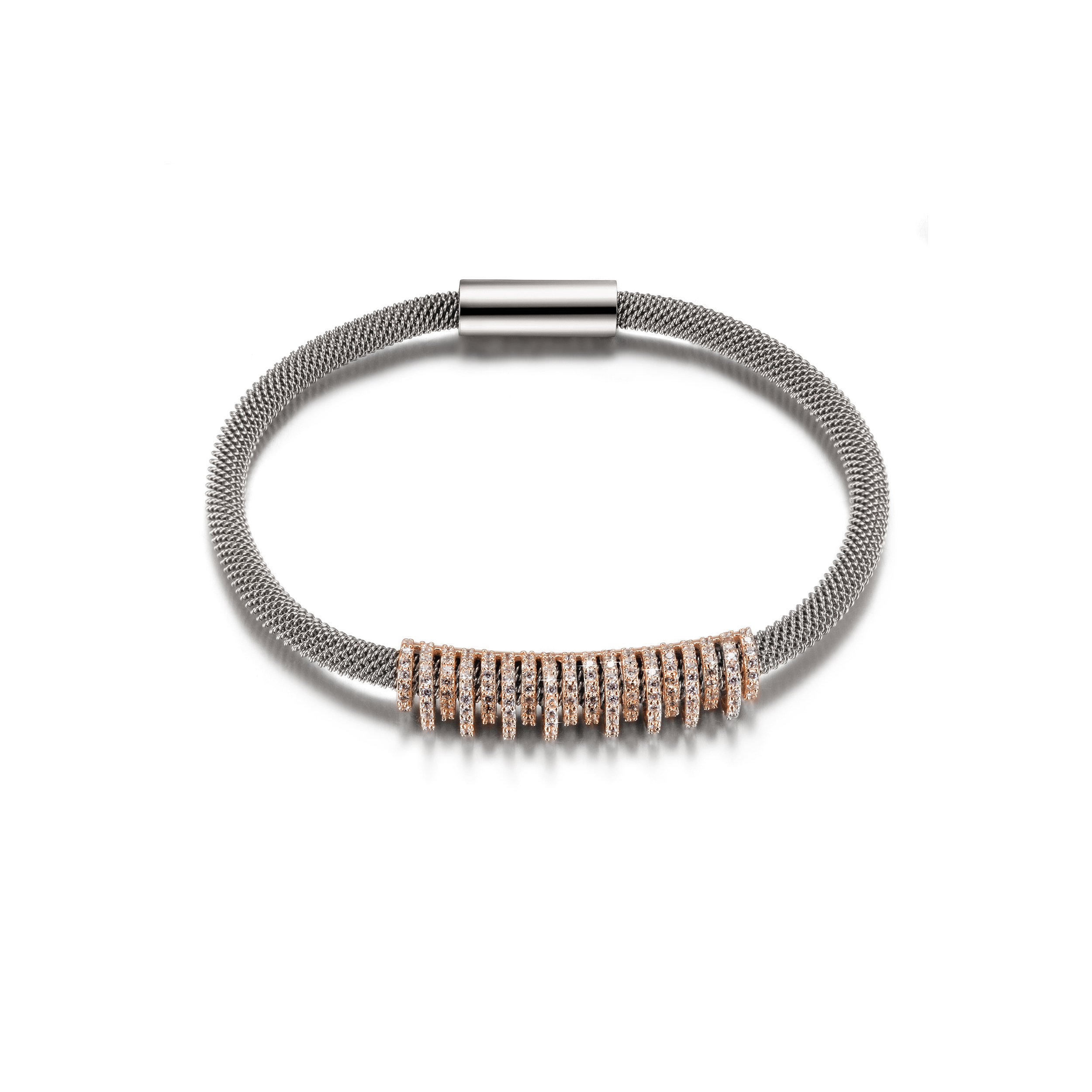 Shiny Parallel CZ Bangle made of surgical stainless steel with gold plating, featuring a sleek and modern design.