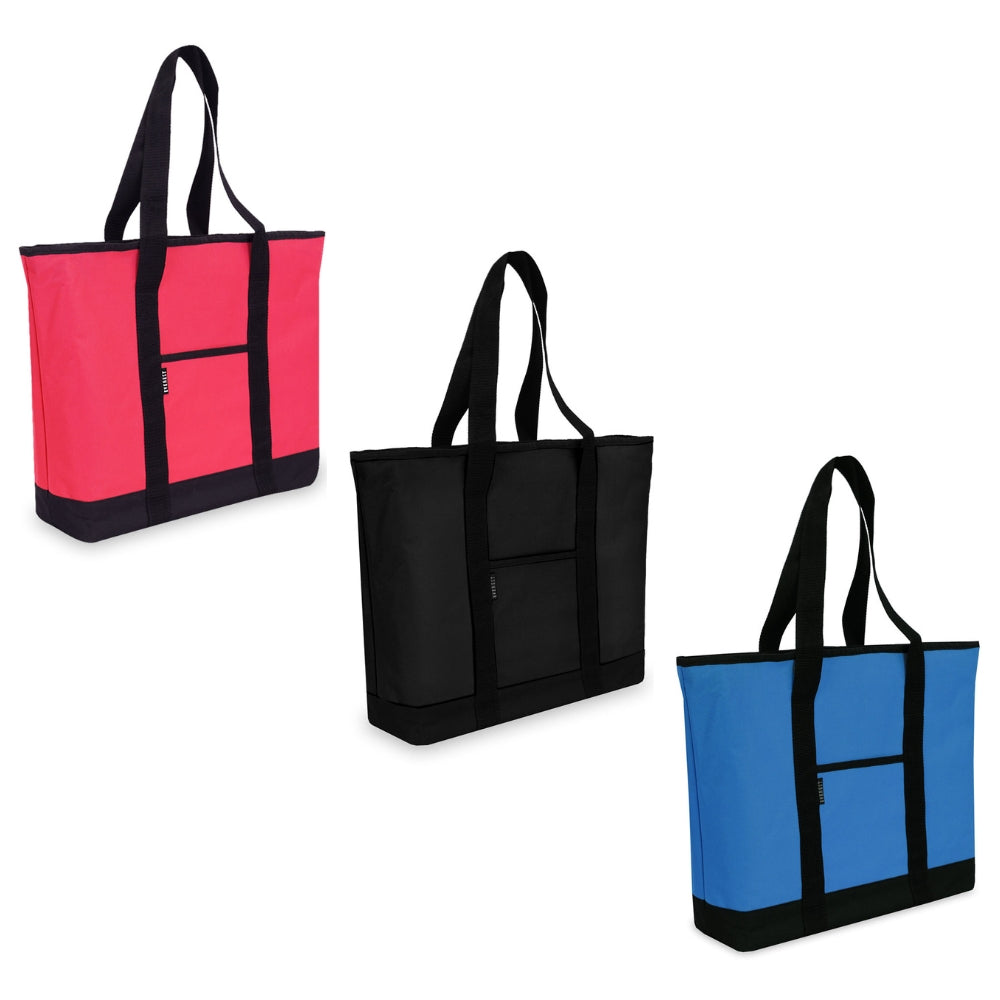 Stylish Shopping Tote made of durable 600D polyester, featuring a spacious zippered compartment and convenient outer pocket.