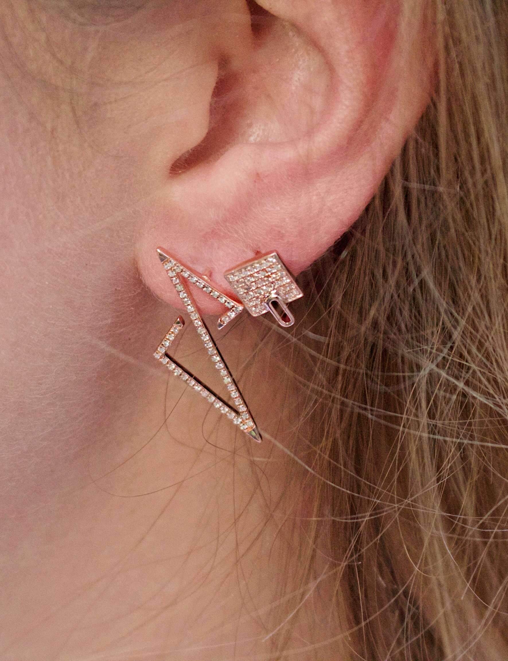 Elegant Sidewalk Square Diamond Stud Earrings in 14K Rose Gold Vermeil, featuring genuine diamonds set in a micro pave design.