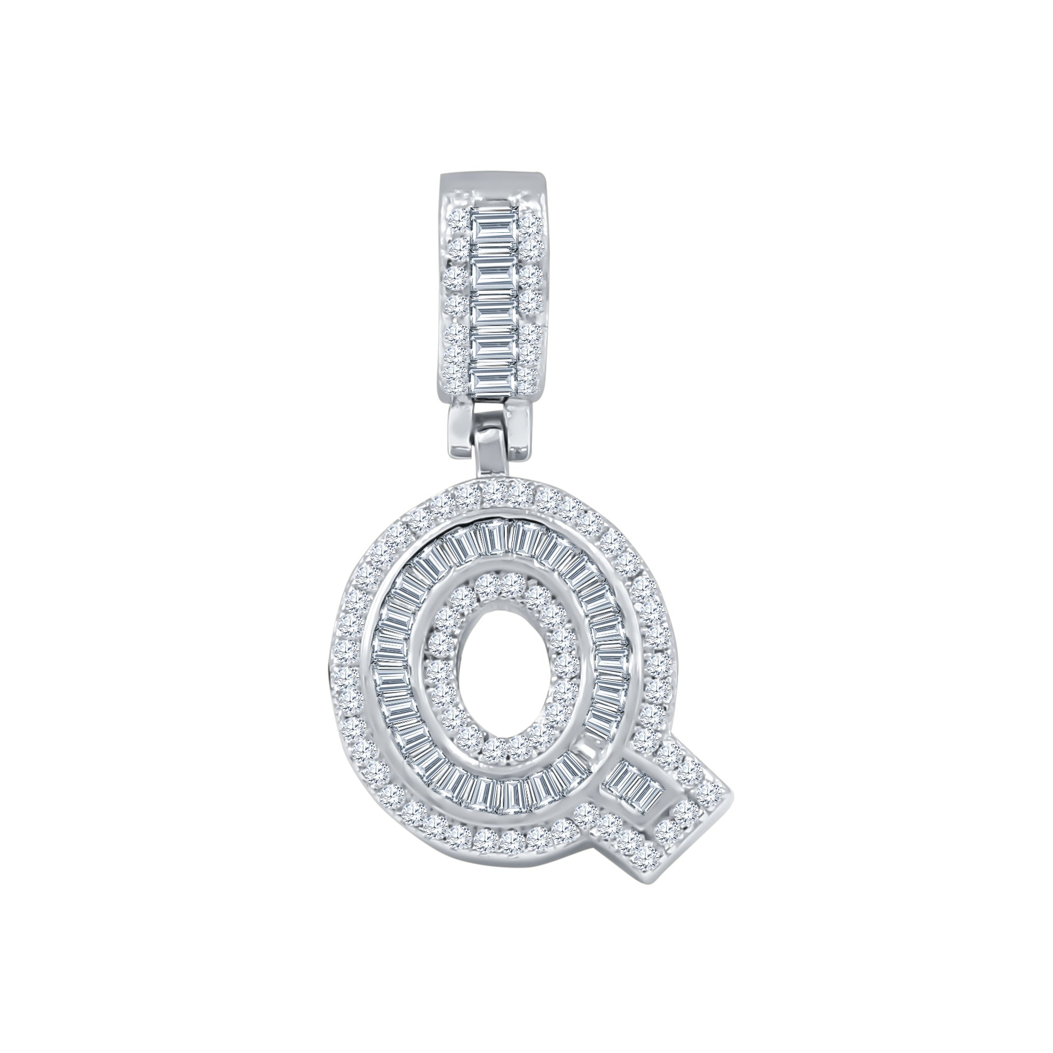 SIGNARY Silver Pendant featuring an initial design with cubic zirconia stones, crafted from 925 sterling silver.