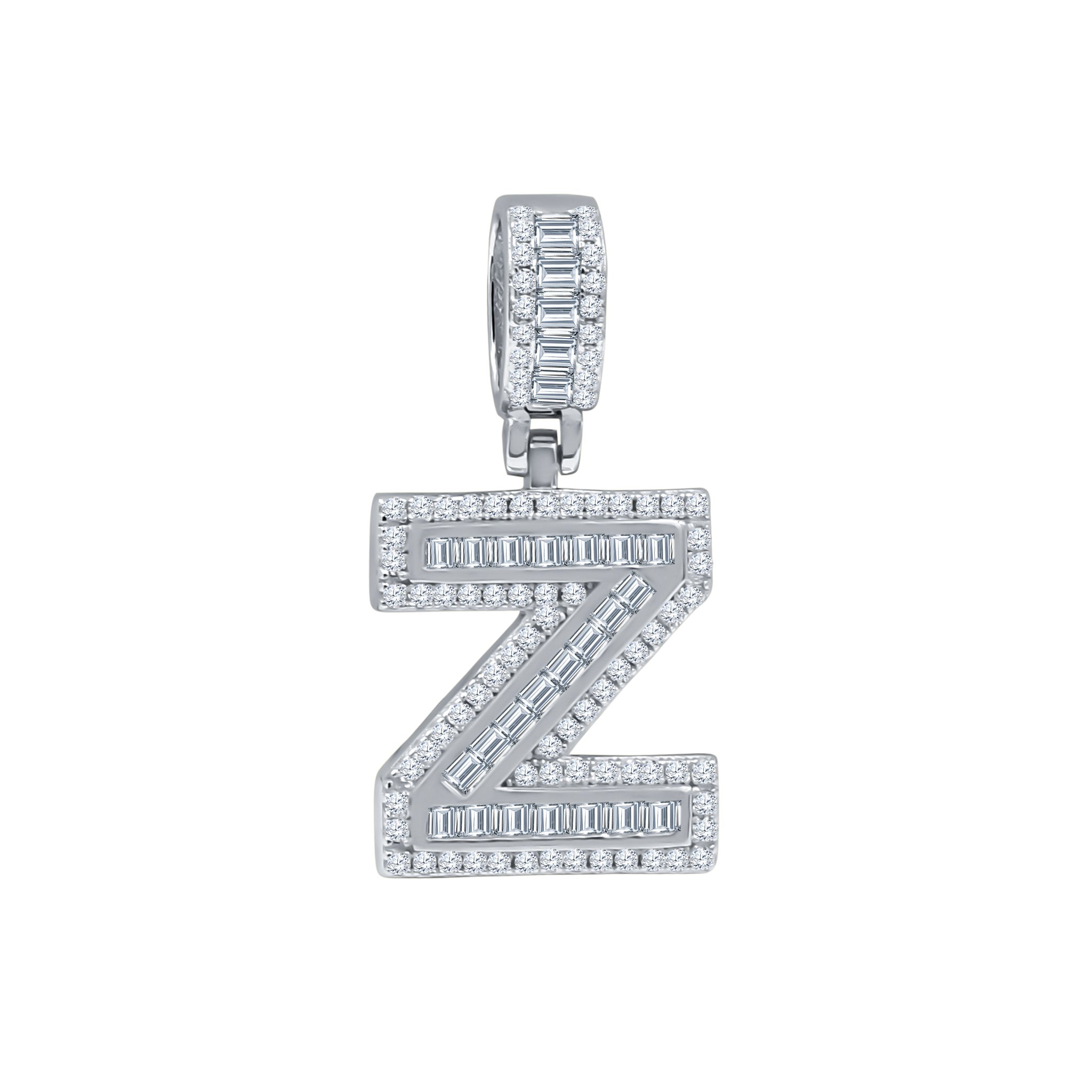 SIGNARY Silver Pendant featuring an initial design with cubic zirconia stones, crafted from 925 sterling silver.