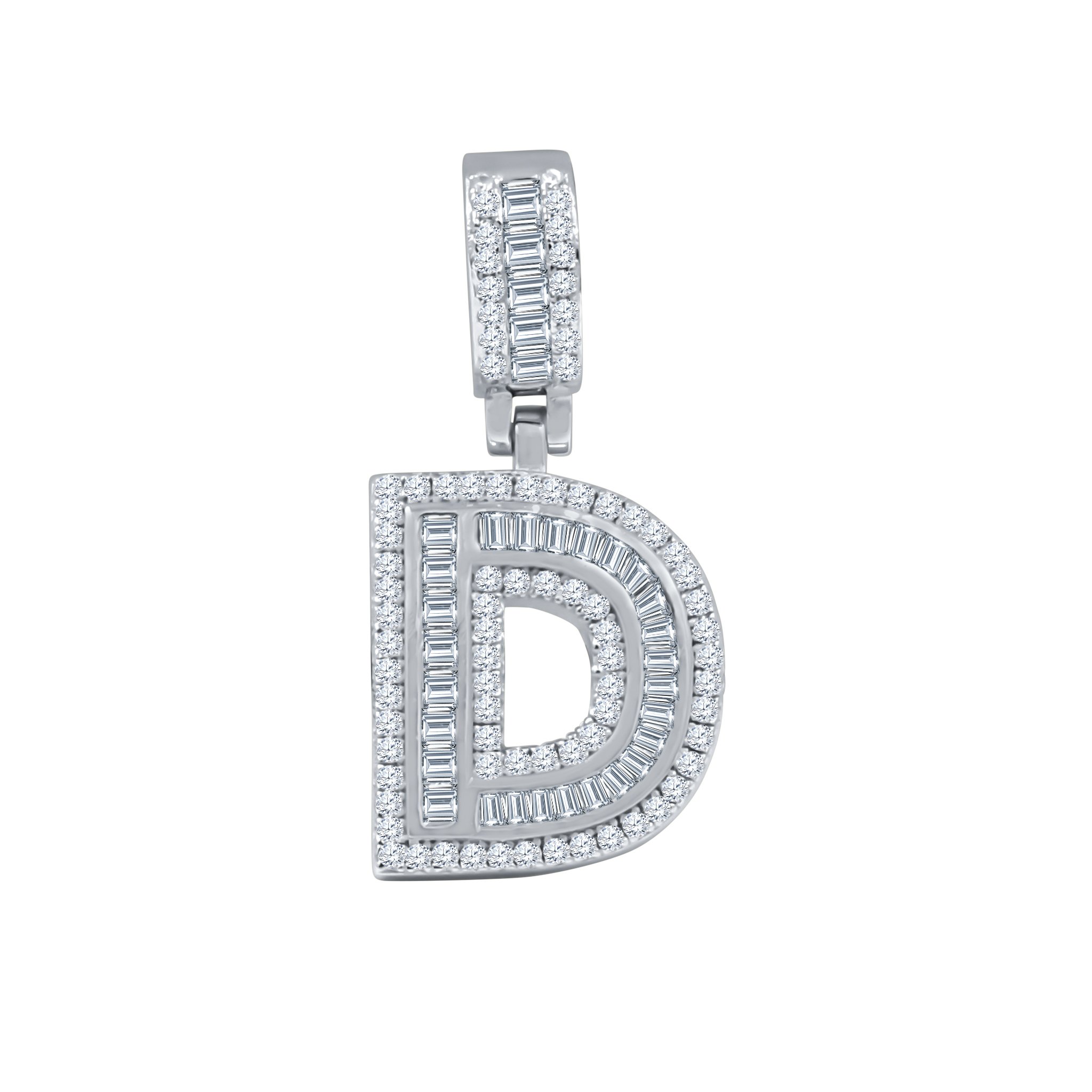 SIGNARY Silver Pendant featuring an initial design with cubic zirconia stones, crafted from 925 sterling silver.