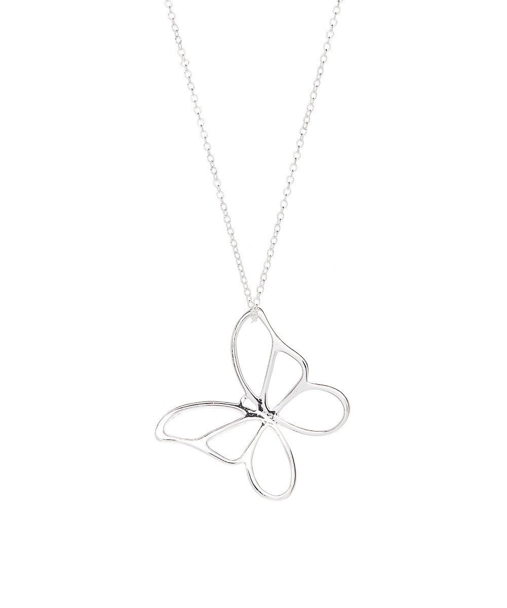 Elegant silver butterfly pendant necklace for women, featuring an 18-inch chain and a 1.5-inch butterfly pendant.