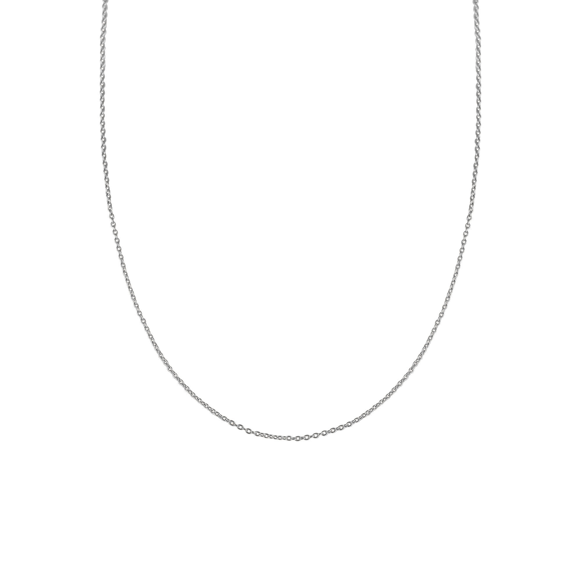 A delicate silver dainty cable chain with a sliding bead mechanism, showcasing its adjustable length and elegant design.