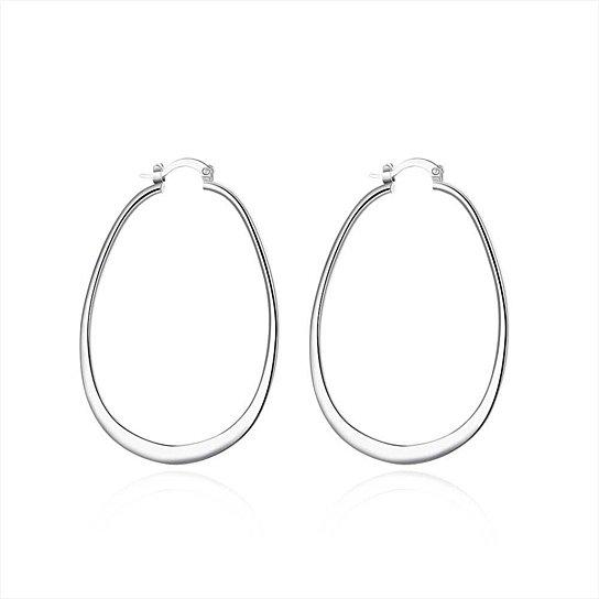 A pair of elegant silver hoop earrings made from 925 sterling silver plating, showcasing a sleek and chic design.