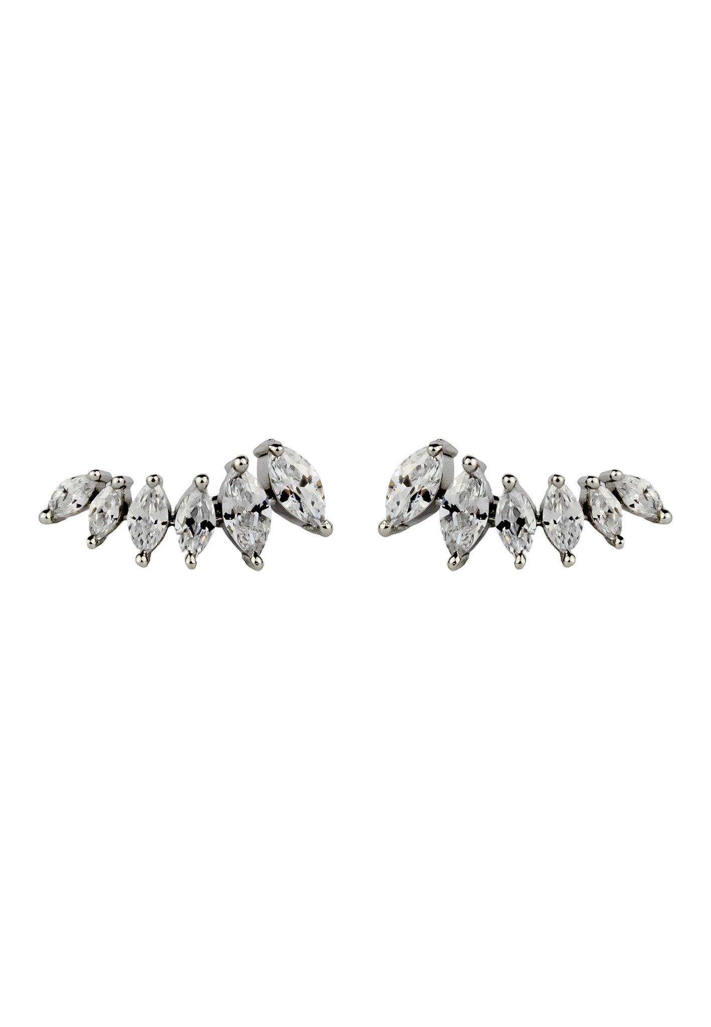 A pair of elegant silver-plated stepping earrings designed for pierced ears, featuring a modern and lightweight design.