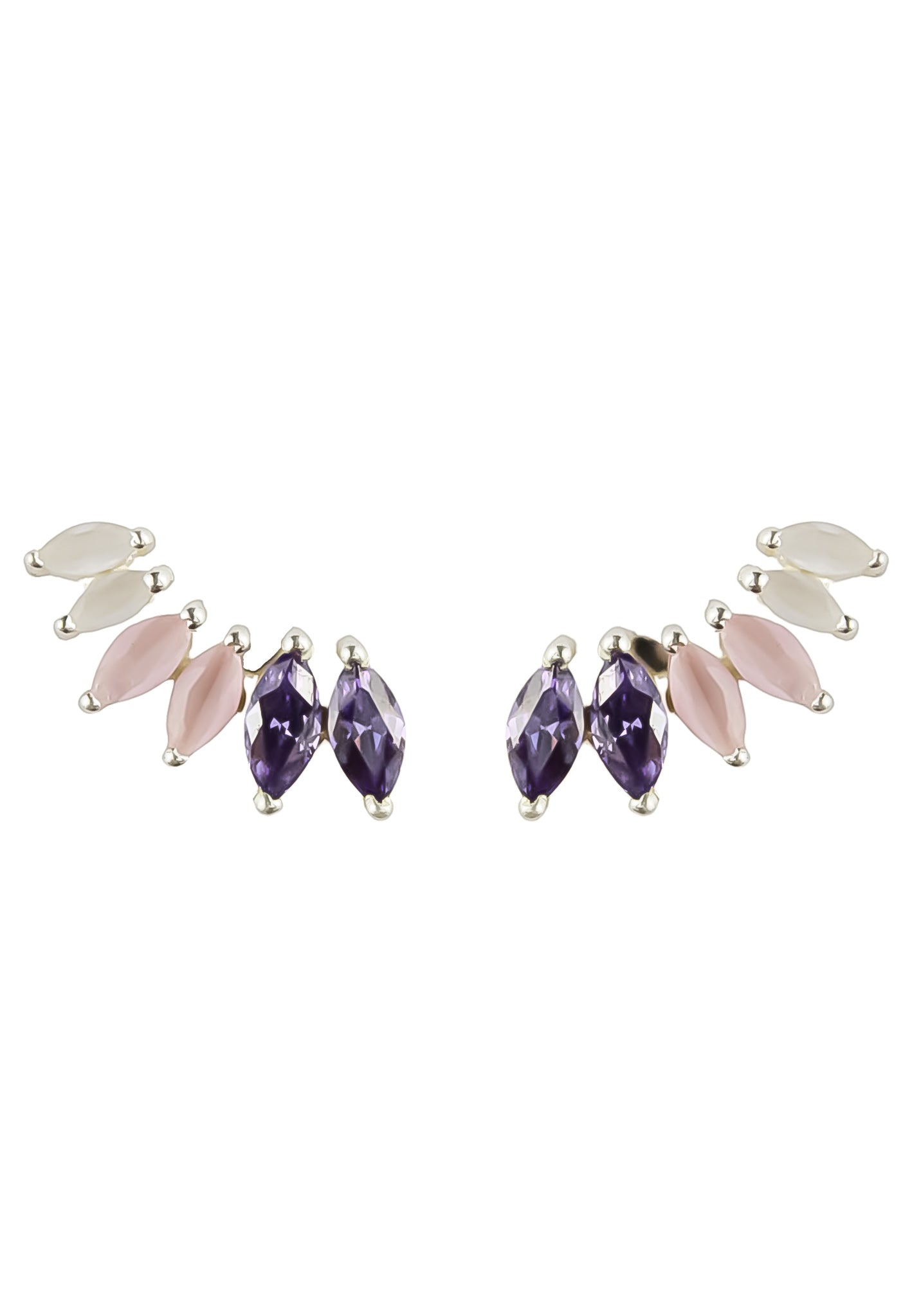 A pair of elegant silver-plated stepping earrings designed for pierced ears, featuring a modern and lightweight design.