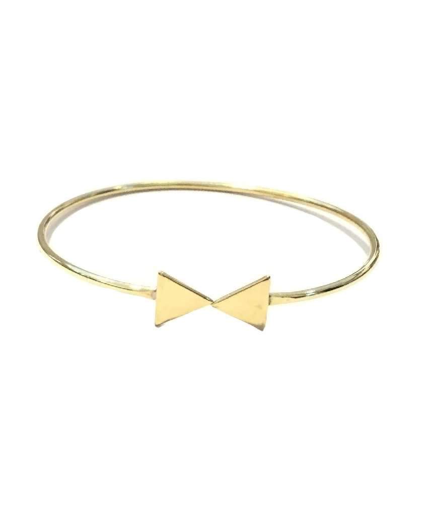 A simple geometric bracelet in gold and silver, showcasing its adjustable design and elegant craftsmanship.