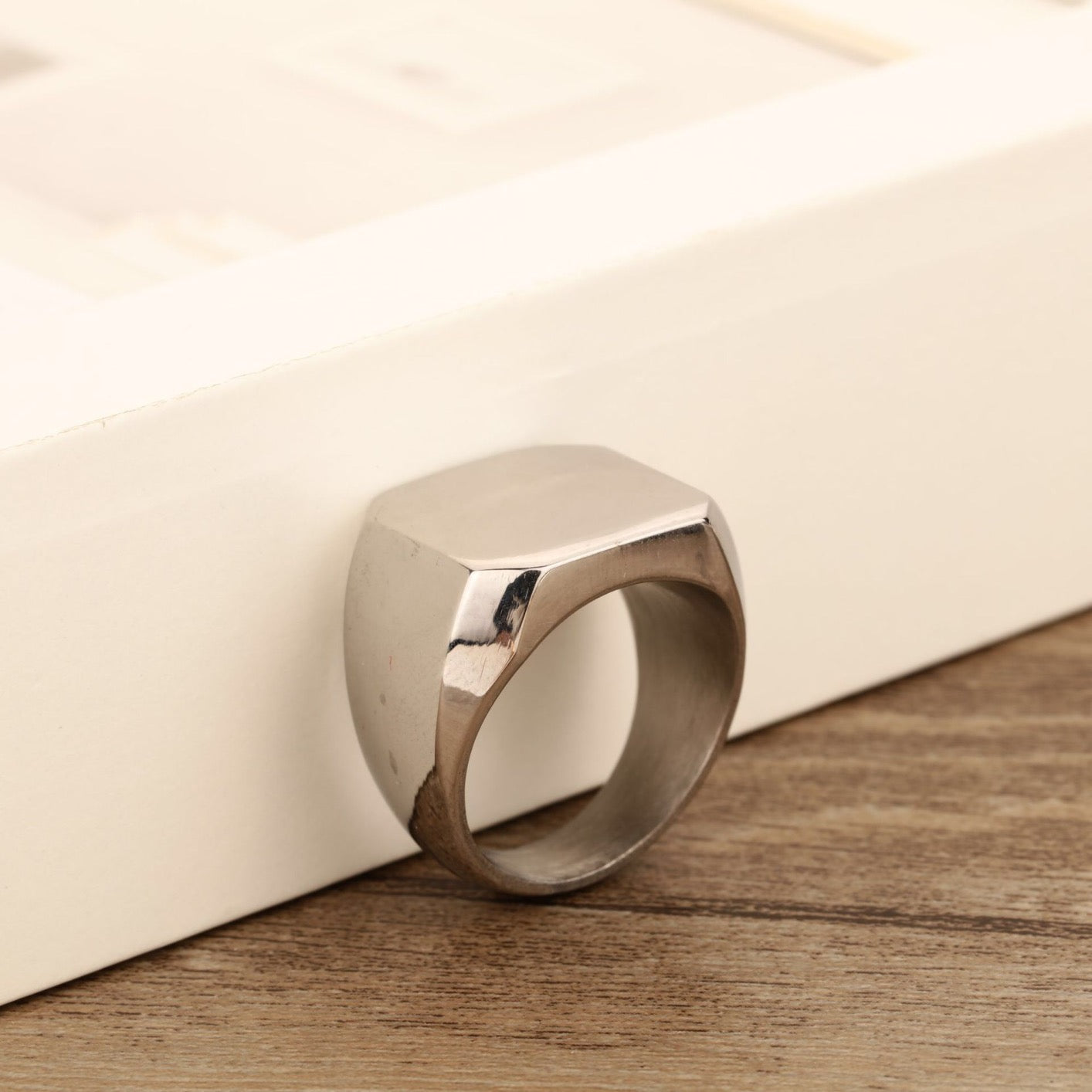 A stylish Simple Square Ring made of durable alloy, showcasing a modern geometric design.