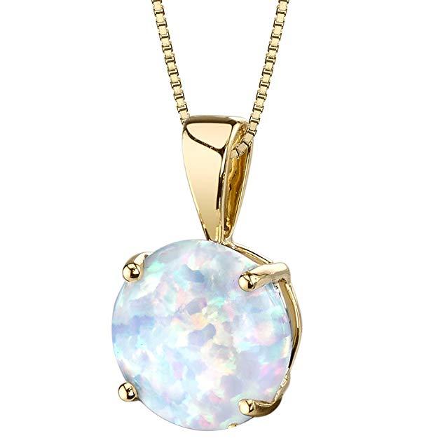 Simplistic Oceanic Opal Princess Cut Necklace in 14K Gold featuring a blue oceanic opal pendant on a link chain.