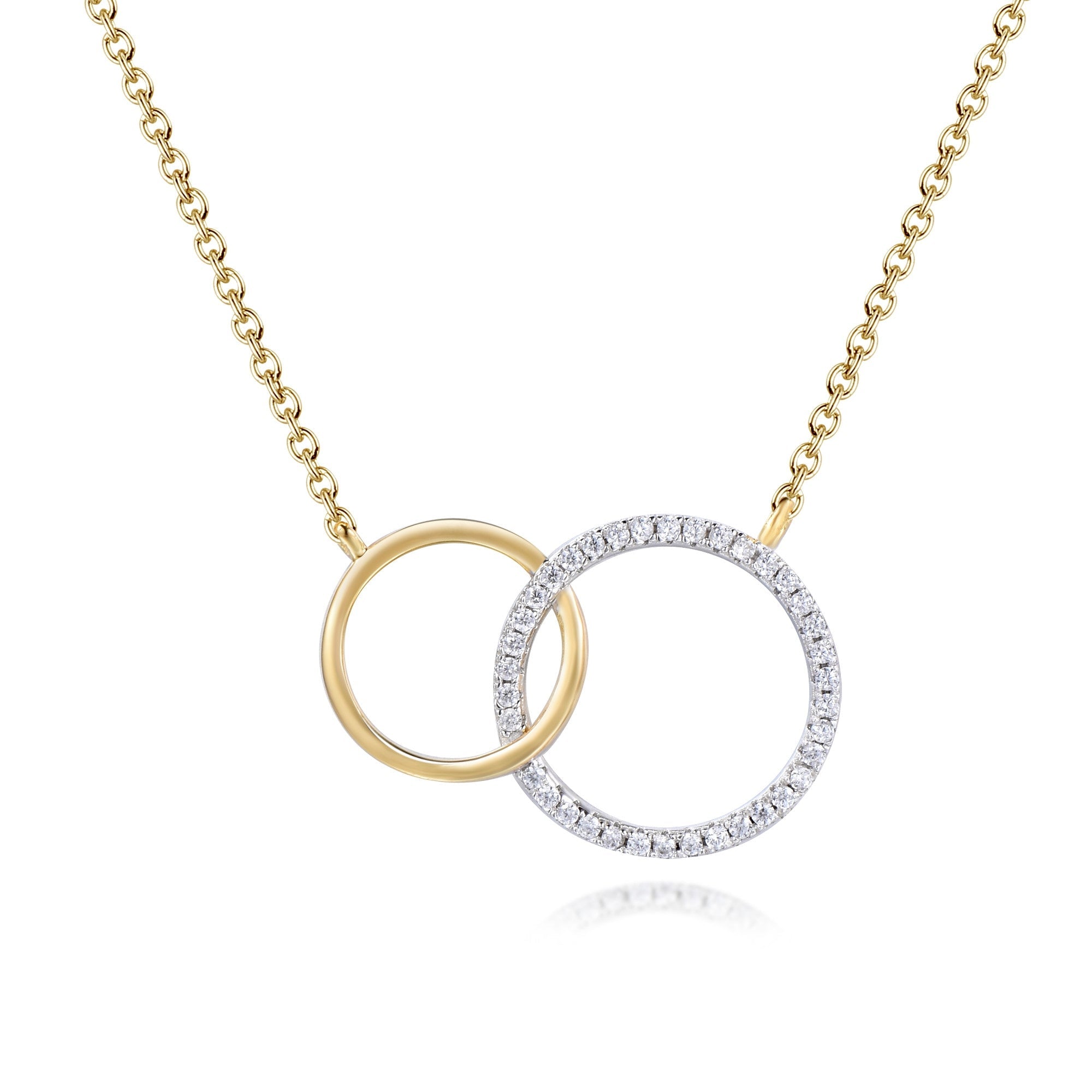 Simply Fashion Trendy Link Circle Necklace made of 925 sterling silver with white sapphire, featuring a modern link design.