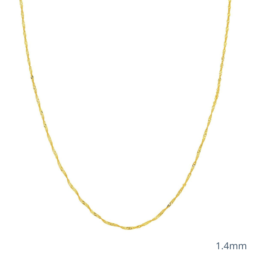 Gold twisted rope chain necklace.