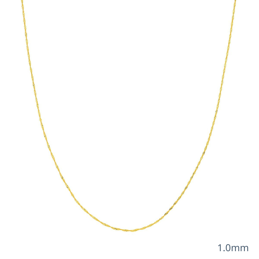 Thin gold twisted rope necklace.