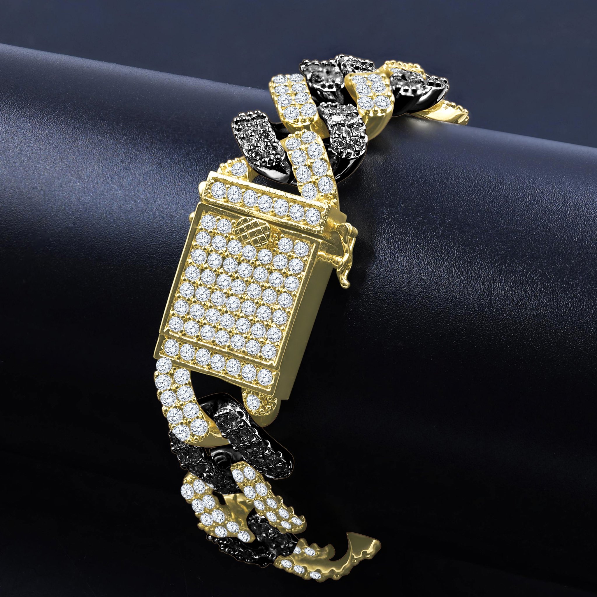 SINUOUS CZ Bracelet showcasing a tortuous design with AAA cubic zirconia stones and 14K yellow gold plating.