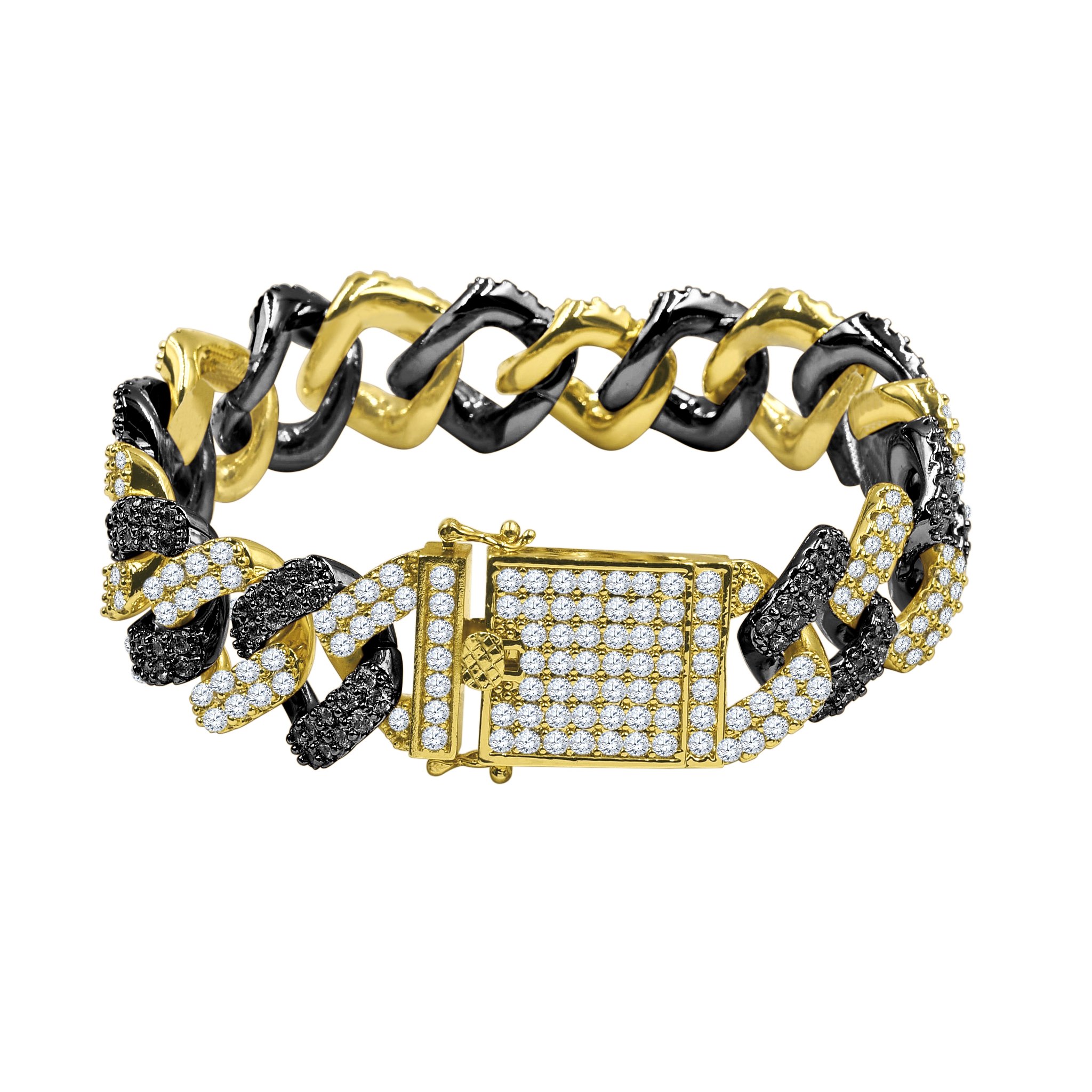 SINUOUS CZ Bracelet showcasing a tortuous design with AAA cubic zirconia stones and 14K yellow gold plating.