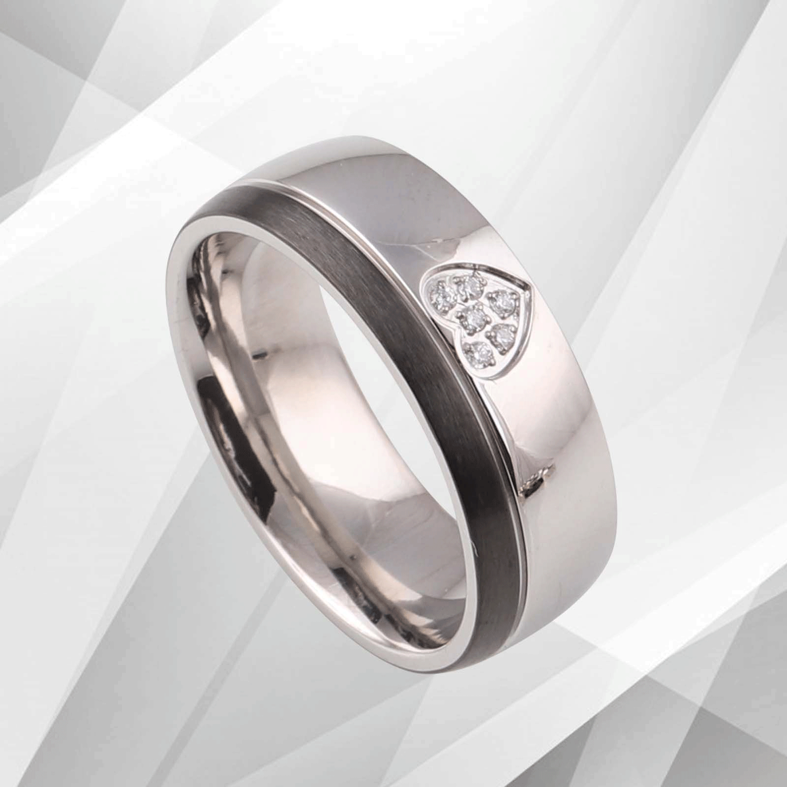 Elegant Six 0.35Ct CZ Diamonds Light Titanium Engagement Ring with 18Ct White Gold finish, showcasing a sparkling design and comfort fit.