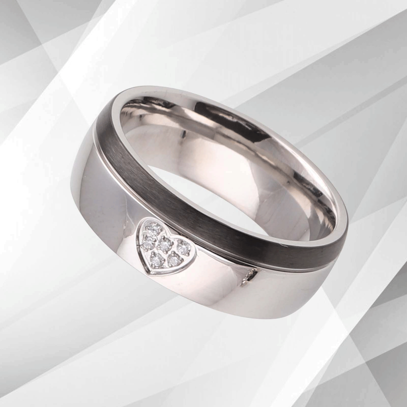 Elegant Six 0.35Ct CZ Diamonds Light Titanium Engagement Ring with 18Ct White Gold finish, showcasing a sparkling design and comfort fit.