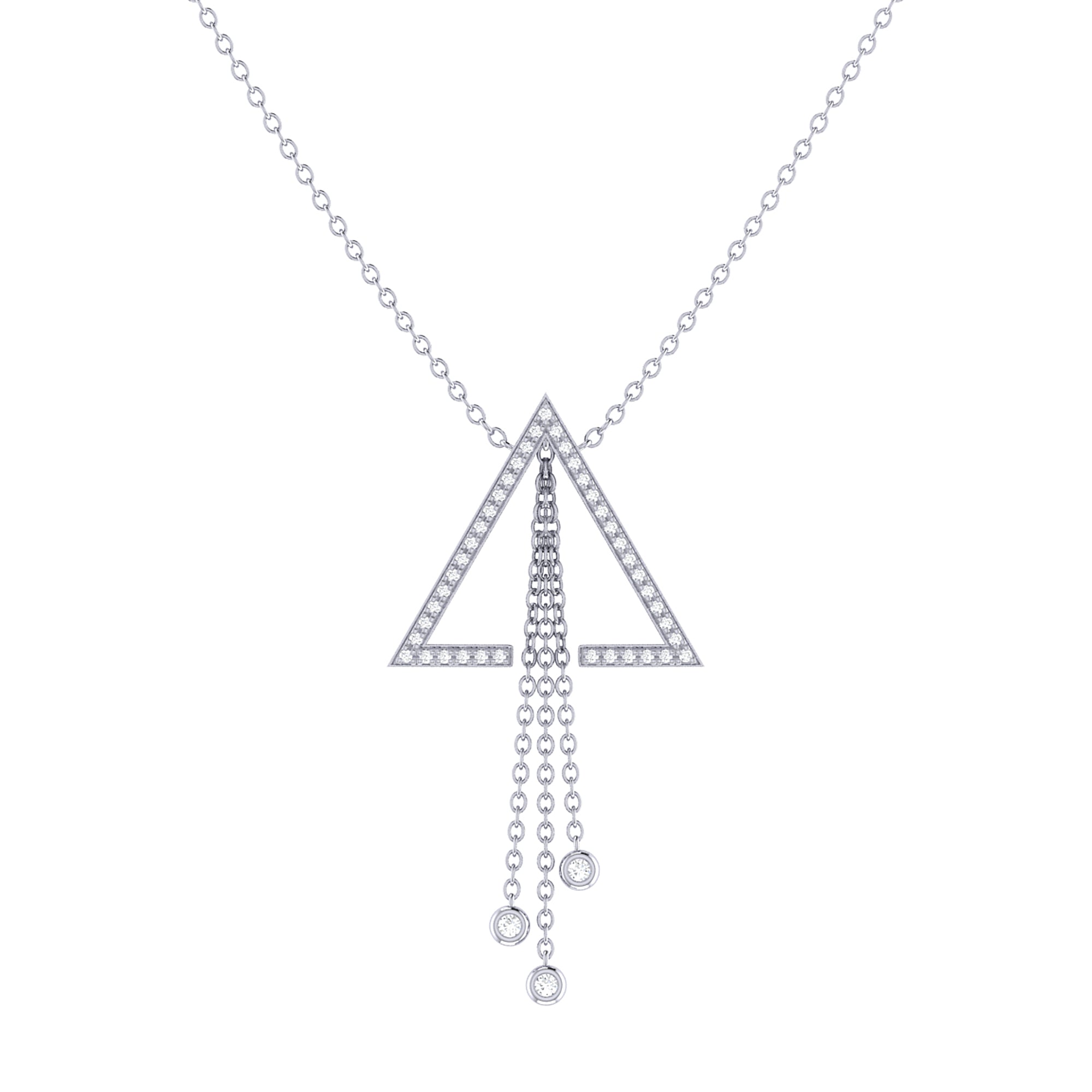 Skyline Triangle Bolo Adjustable Diamond Lariat Necklace in Sterling Silver featuring genuine diamonds and a bolo adjustable design.