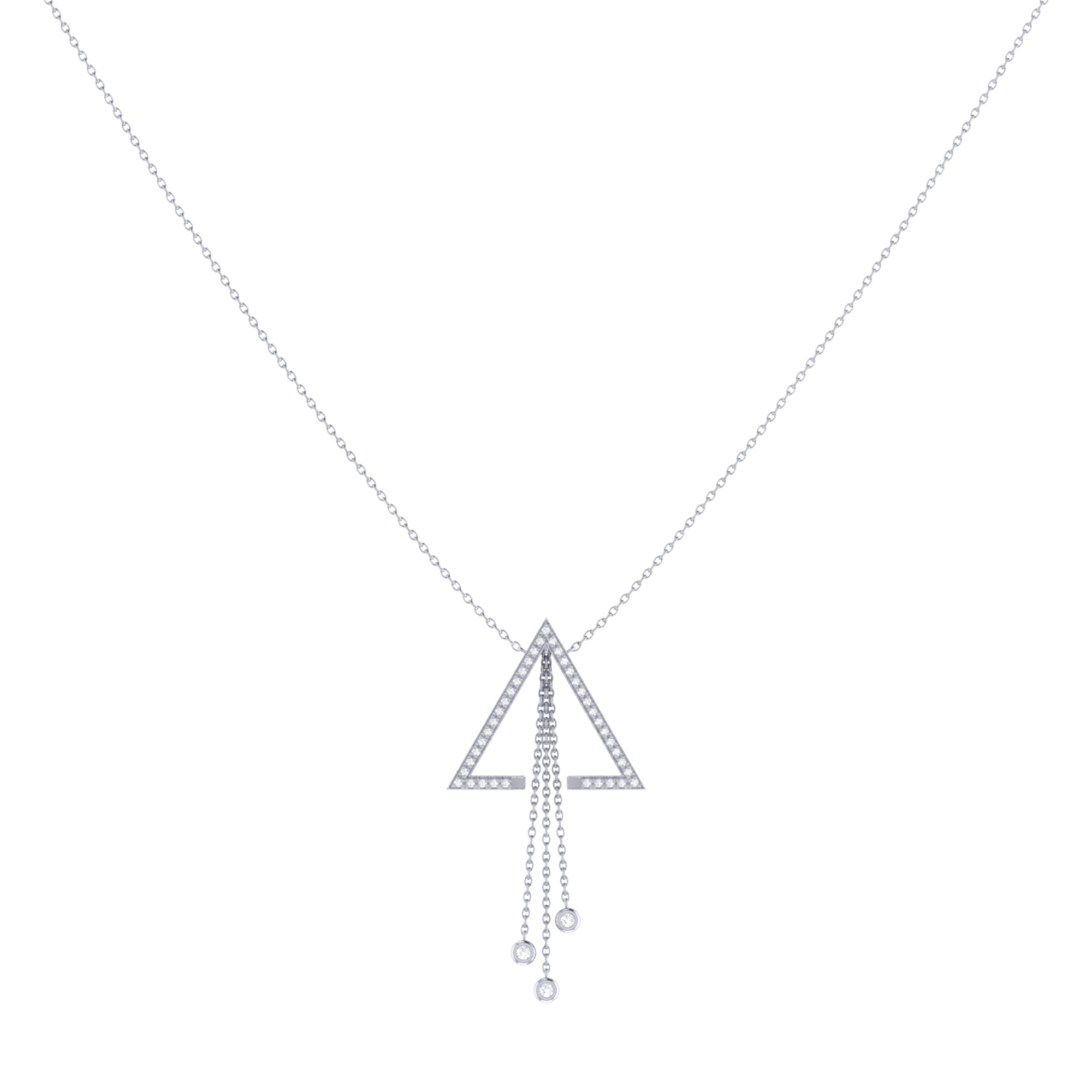 Skyline Triangle Bolo Adjustable Diamond Lariat Necklace in Sterling Silver featuring genuine diamonds and a bolo adjustable design.