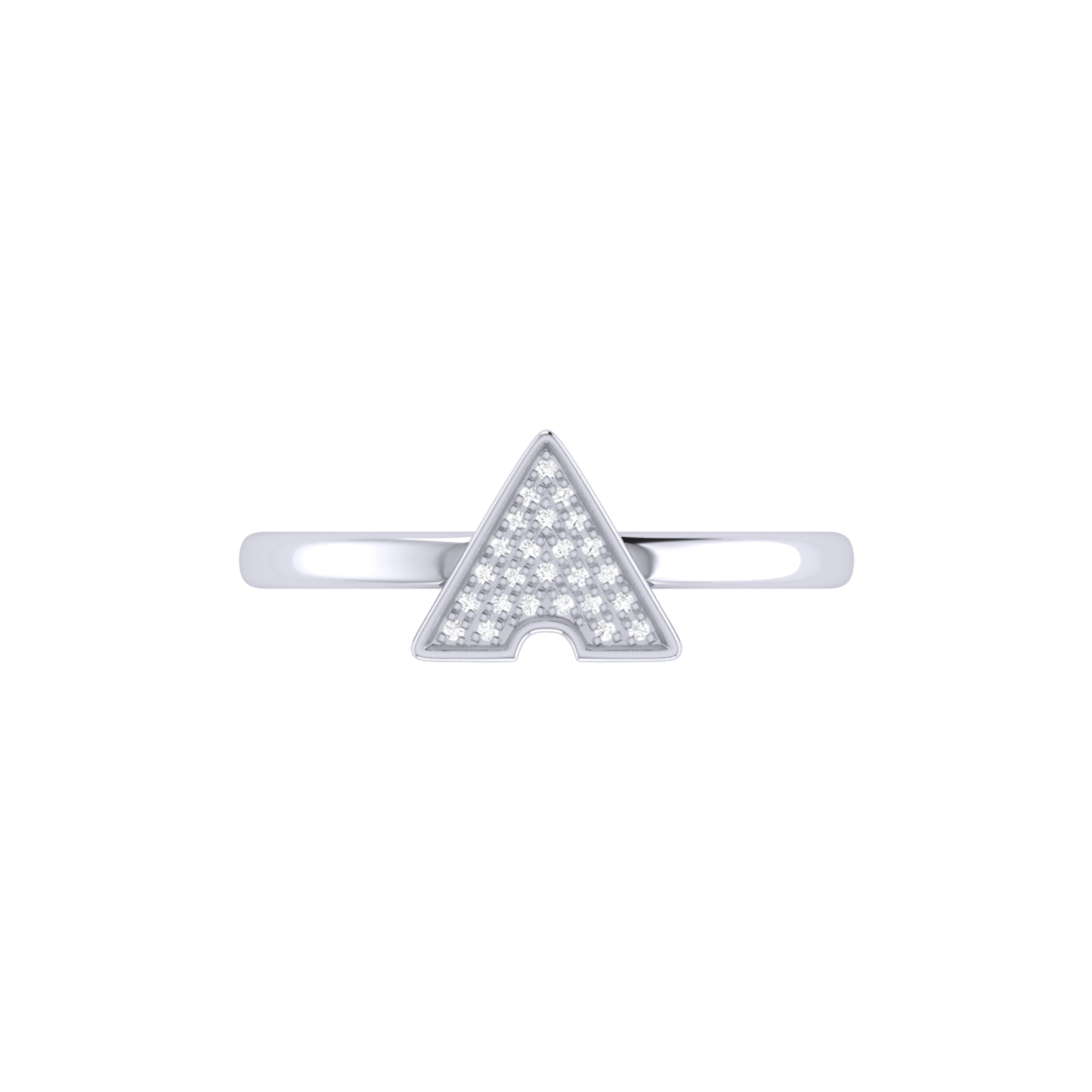 Skyscraper Triangle Diamond Ring in Sterling Silver featuring micro pave setting with genuine diamonds, showcasing modern elegance.