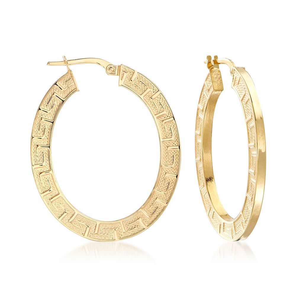 Sleek Roman Inspired Sketched Modern Hoop Earrings in 18K Gold Plating, showcasing elegant design and luxurious finish.