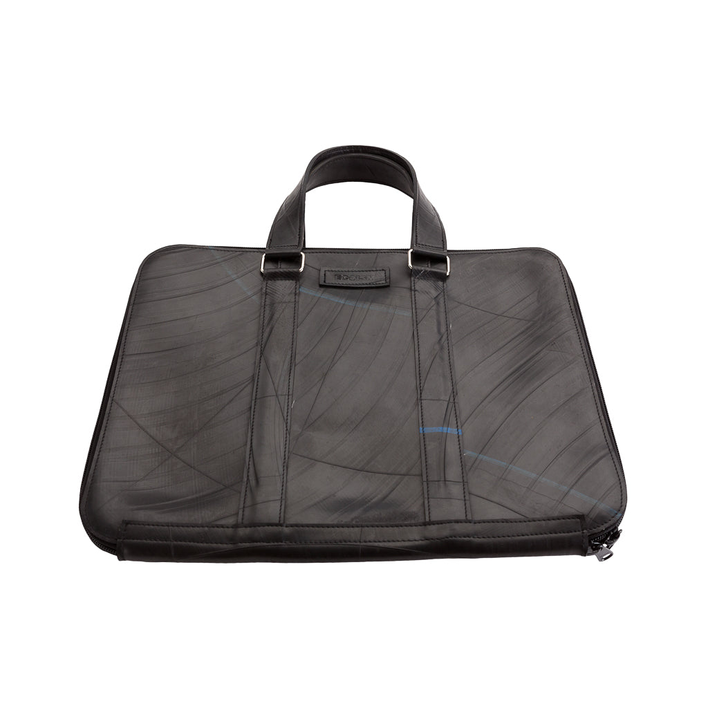 Eco-friendly Slimline Inner Tube Padded Laptop Bag with unique tread patterns, suitable for 13-inch laptops.