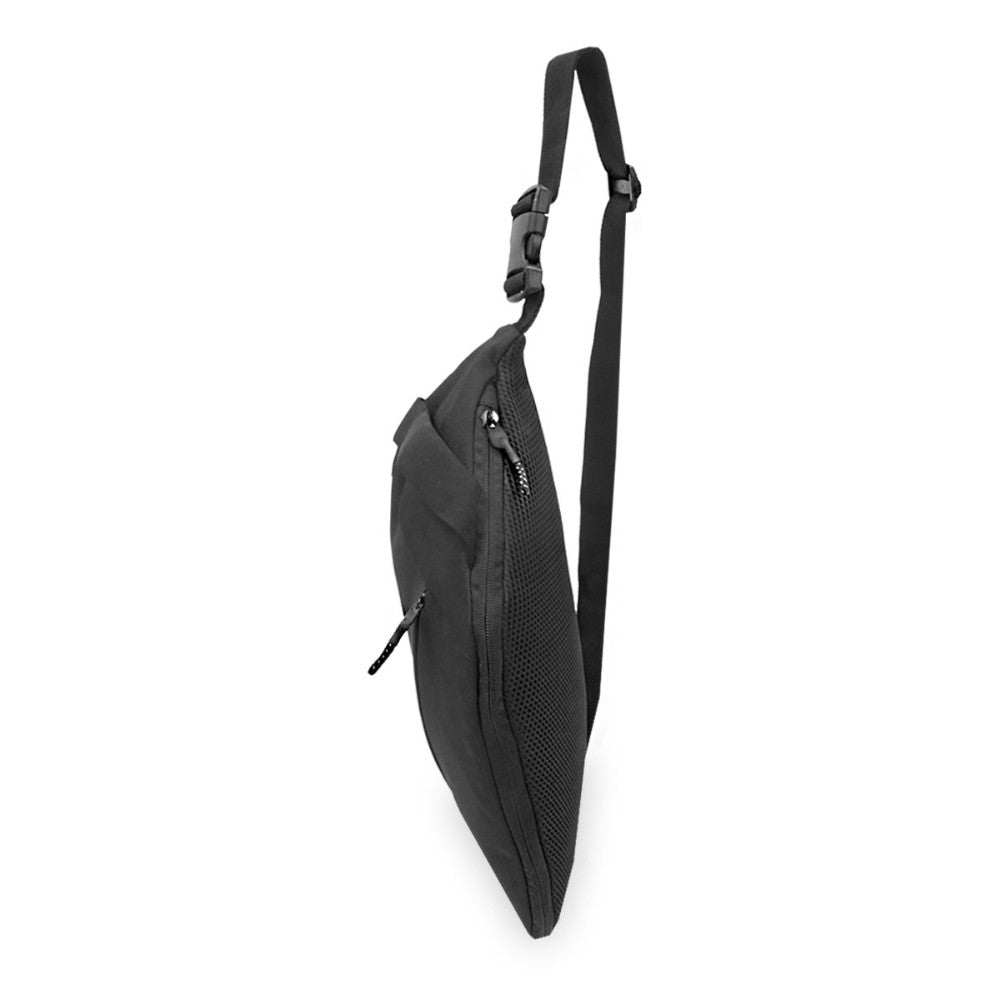 A large Sling Messenger Bag made of durable 600D polyester, featuring multiple compartments and a padded adjustable strap for comfort.