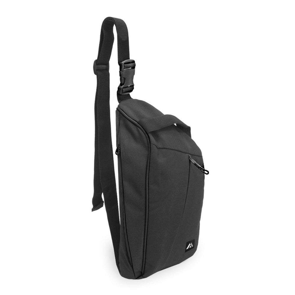 A large Sling Messenger Bag made of durable 600D polyester, featuring multiple compartments and a padded adjustable strap for comfort.