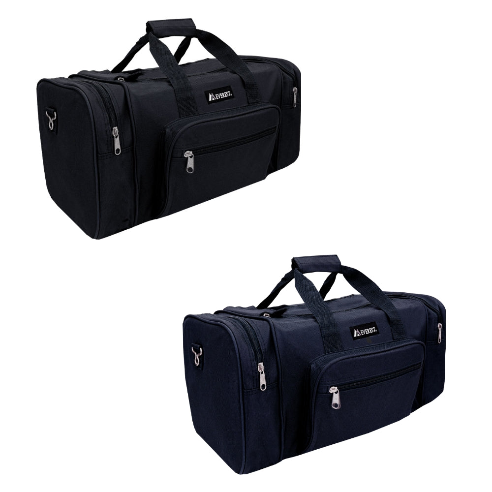 Small Classic Gear Duffel Bag in black with double zippered compartments and padded shoulder straps, ideal for travel and daily use.