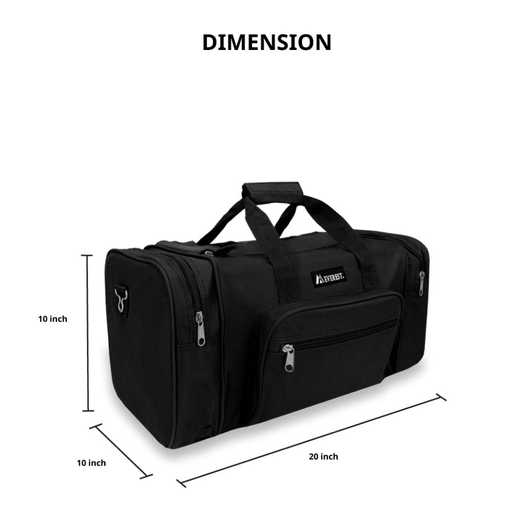 Small Classic Gear Duffel Bag in black with double zippered compartments and padded shoulder straps, ideal for travel and daily use.