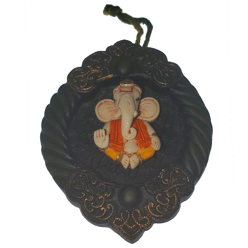 Small Deity Ganesha Ornament Figurine with intricate details and vibrant colors, symbolizing prosperity and obstacle removal.