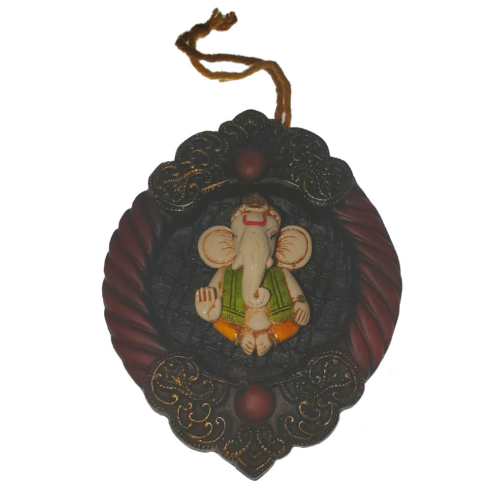 Small Deity Ganesha Ornament Figurine with intricate details and vibrant colors, symbolizing prosperity and obstacle removal.