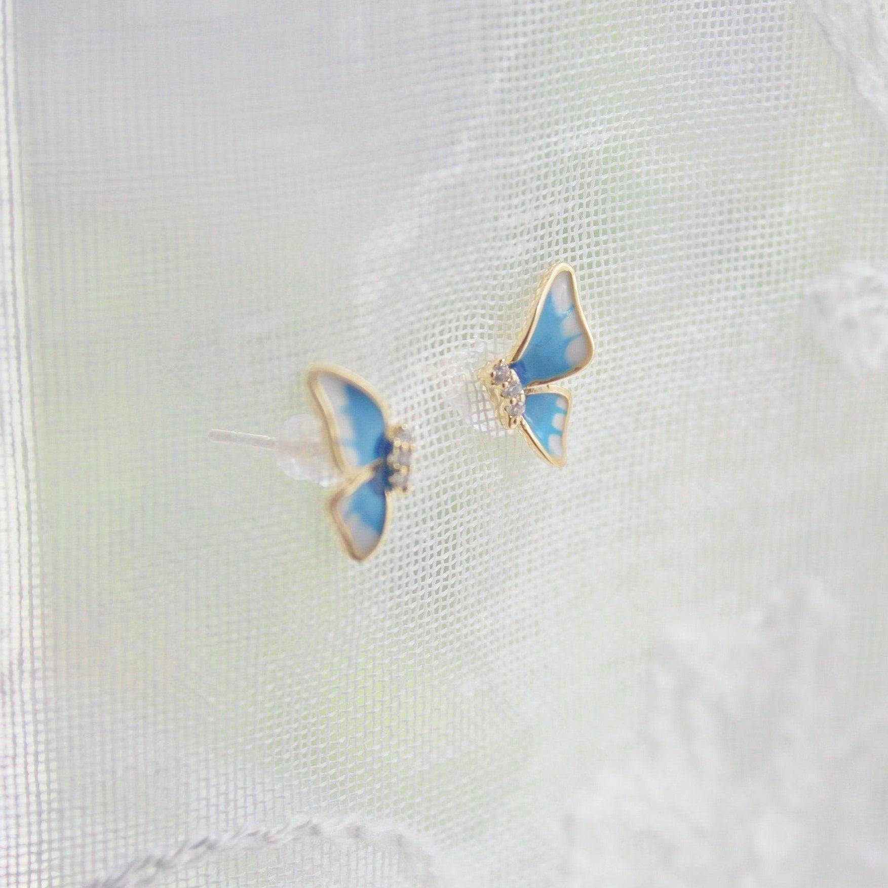 Small Holly Blue Butterfly Earrings made of sterling silver, featuring a delicate butterfly design, perfect for gifting.