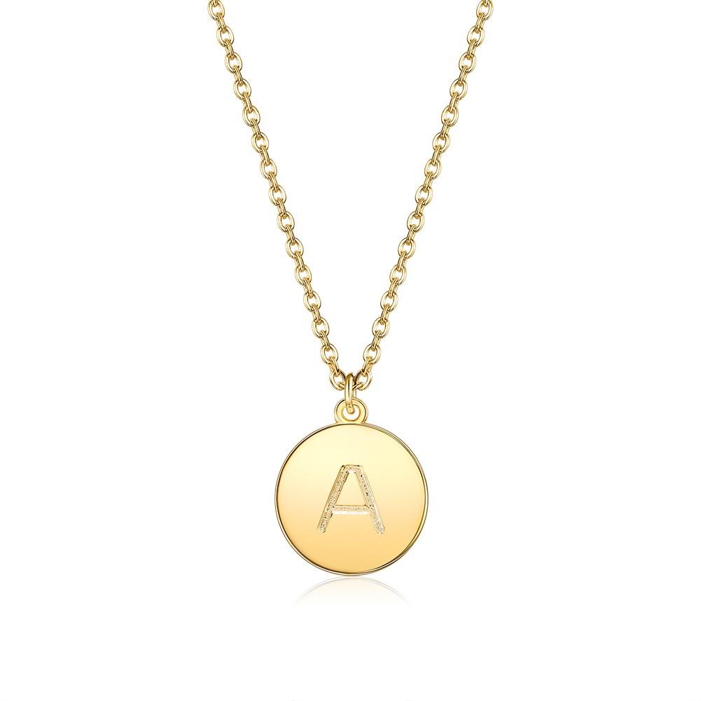 Smooth Disc Initial Necklace in 18K Gold Filled featuring a customizable initial disc, elegant chain, and hypoallergenic design.