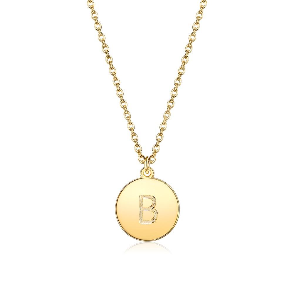 Smooth Disc Initial Necklace in 18K Gold Filled featuring a customizable initial disc, elegant chain, and hypoallergenic design.