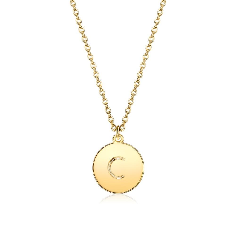 Smooth Disc Initial Necklace in 18K Gold Filled featuring a customizable initial disc, elegant chain, and hypoallergenic design.