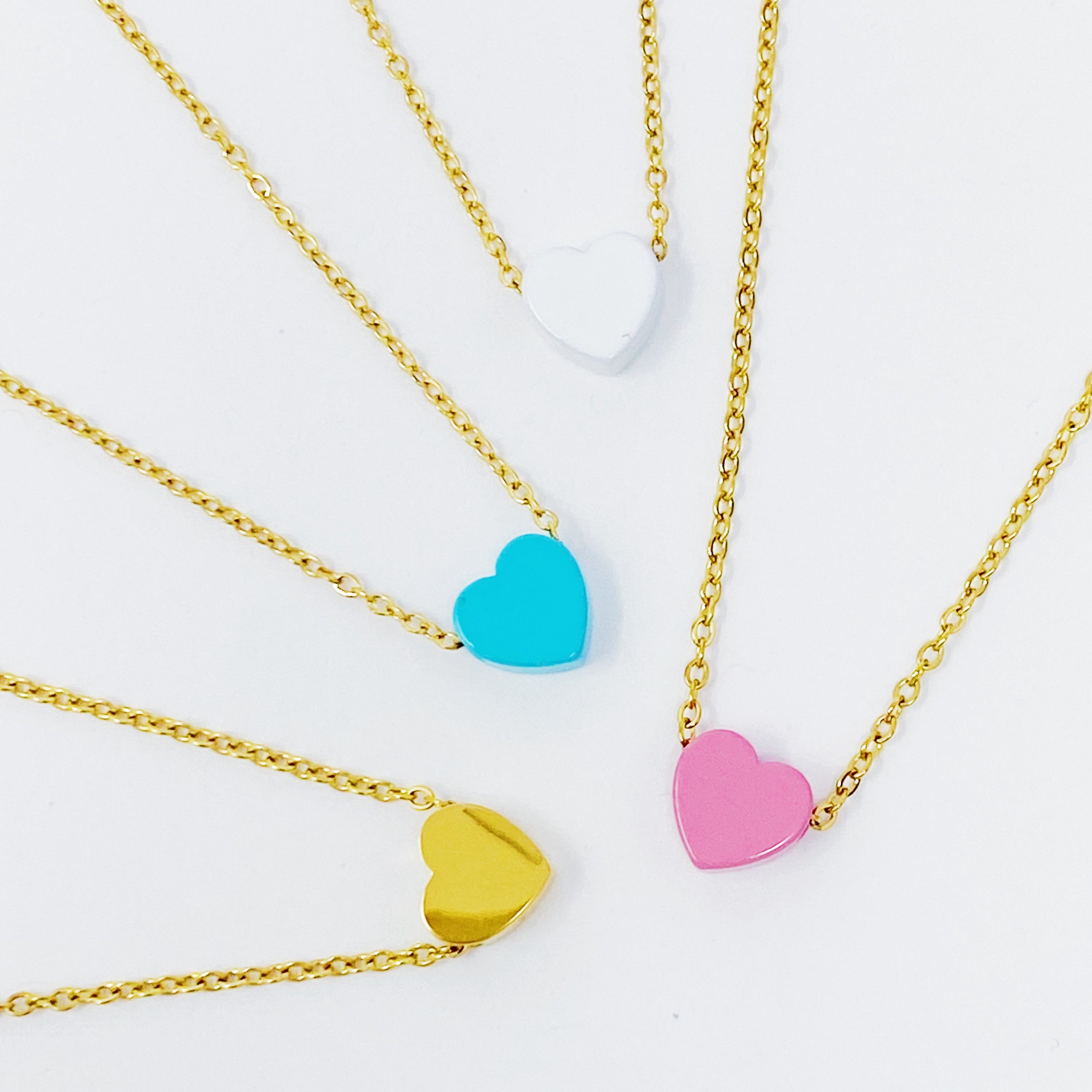 So Very Loved Heart Necklace featuring a colorful heart pendant on a gold plated chain, perfect for everyday wear.