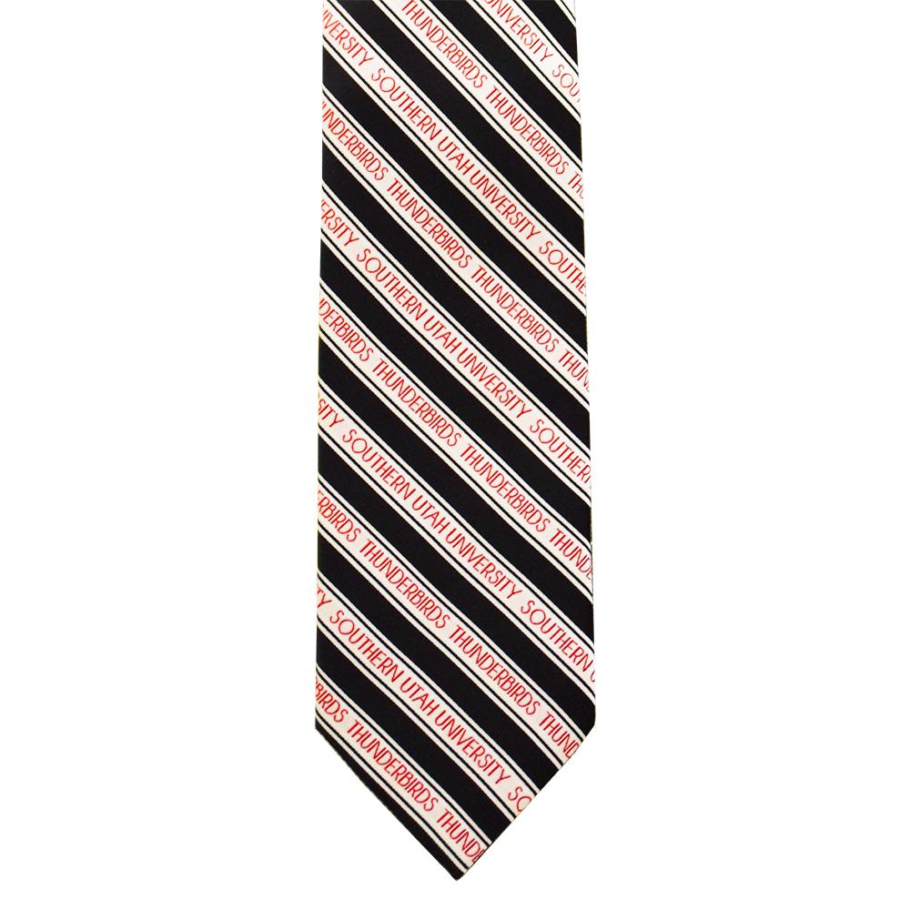 Stylish Southern Utah University Men's Tie with trendy stripes, made from durable microfiber, perfect for fans.