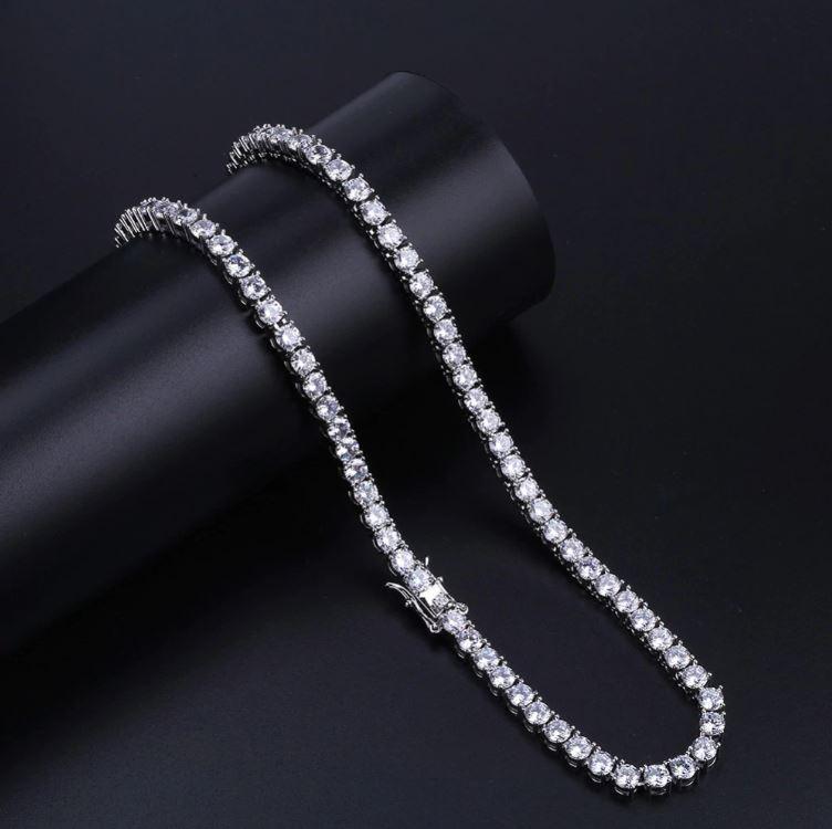 SPARKLE 3MM 925 Tennis Choker featuring cubic zirconia stones set in 925 silver metal, showcasing a glamorous and elegant design.