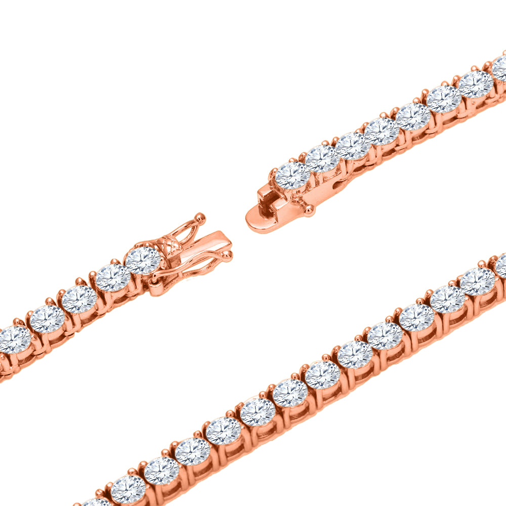 SPARKLE 925 Silver Tennis Chain featuring 4mm cubic zirconia stones, showcasing elegance and glamour.