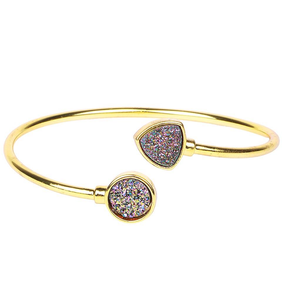 Sparkling Druzy Adjustable Bangle with 24K gold plated band, showcasing a vibrant druzy stone.